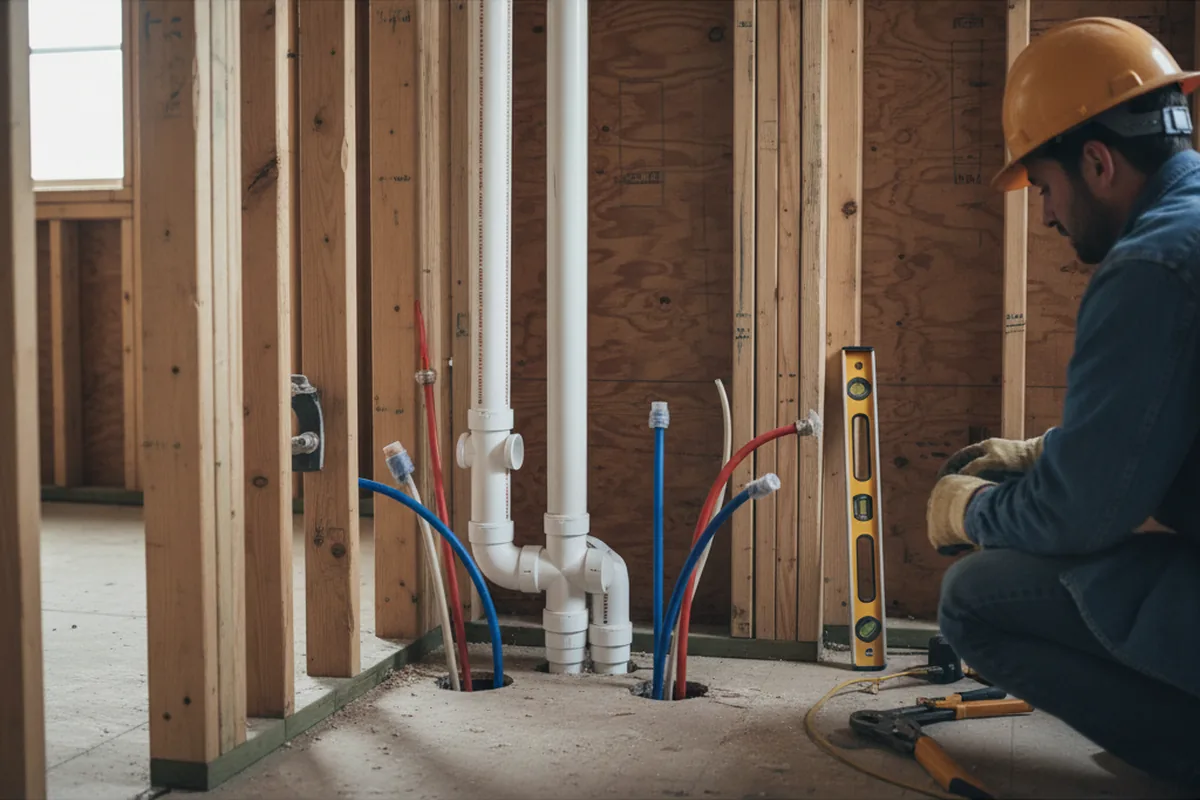 Drain and supply rough-in during Drain Cleaning in Oxford